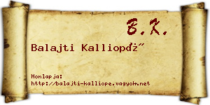 Balajti Kalliopé névjegykártya
